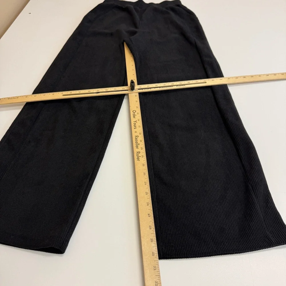 Halara Pants Womens Small Tall Black Corduroy Wide Leg High Waisted Casual - Picture 8 of 8